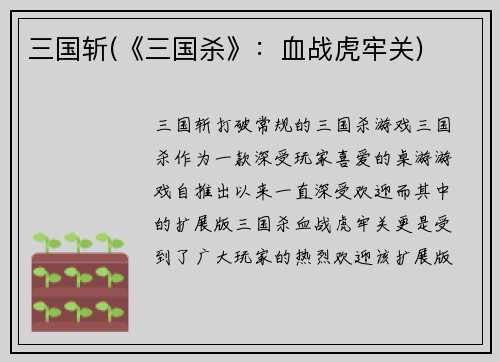 三国斩(《三国杀》：血战虎牢关)